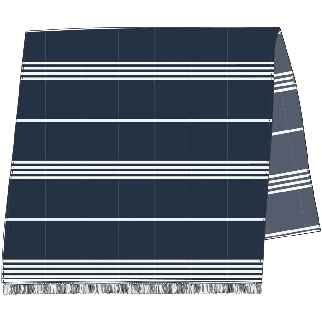 Long Beach Towel - Dark Navy / White