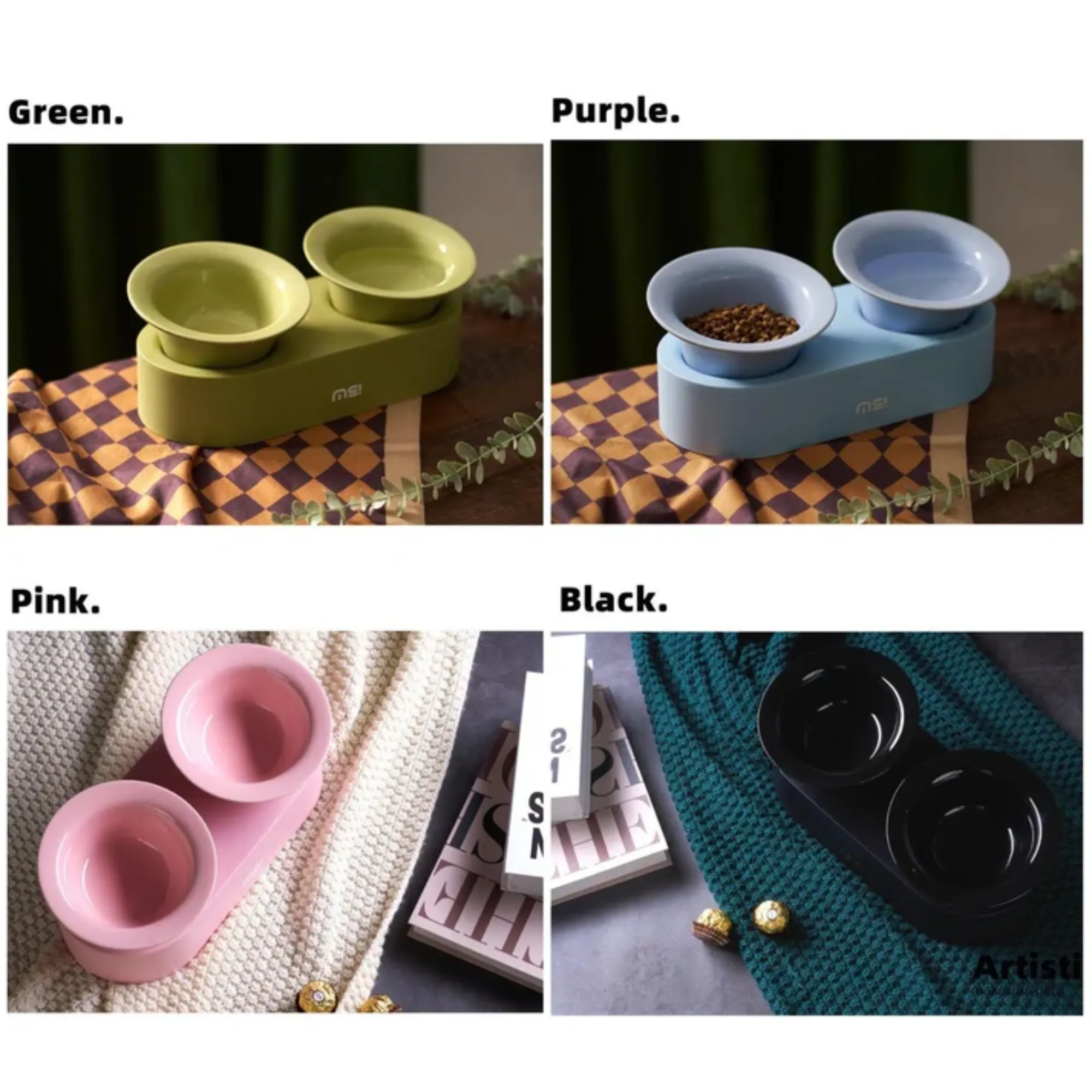Makesure Jingle 2 in 1 Ceramic Pet Bowl Black