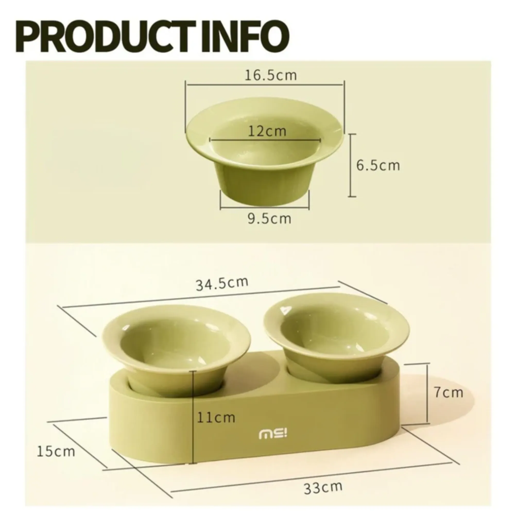 Makesure Jingle 2 in 1 Ceramic Pet Bowl Black