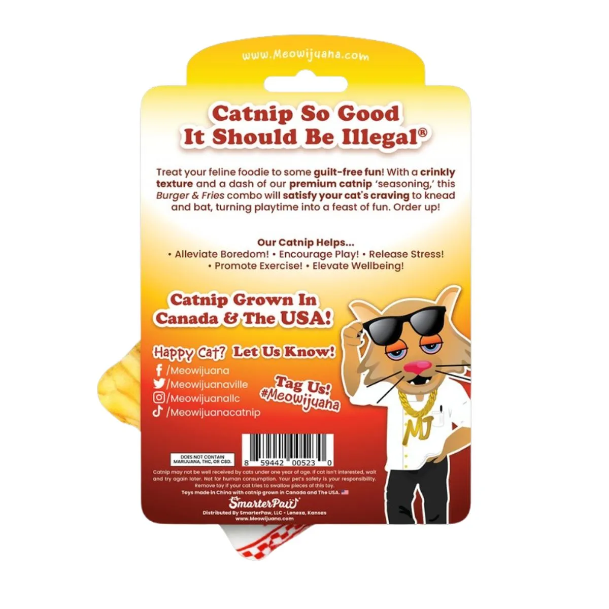 Meowijuana Get Hungry Refillable Burger and Fries 2 Pack Cat Toys
