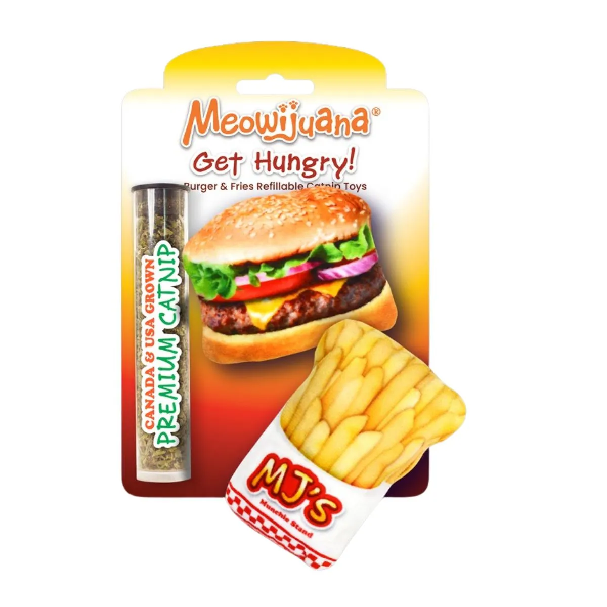 Meowijuana Get Hungry Refillable Burger and Fries 2 Pack Cat Toys