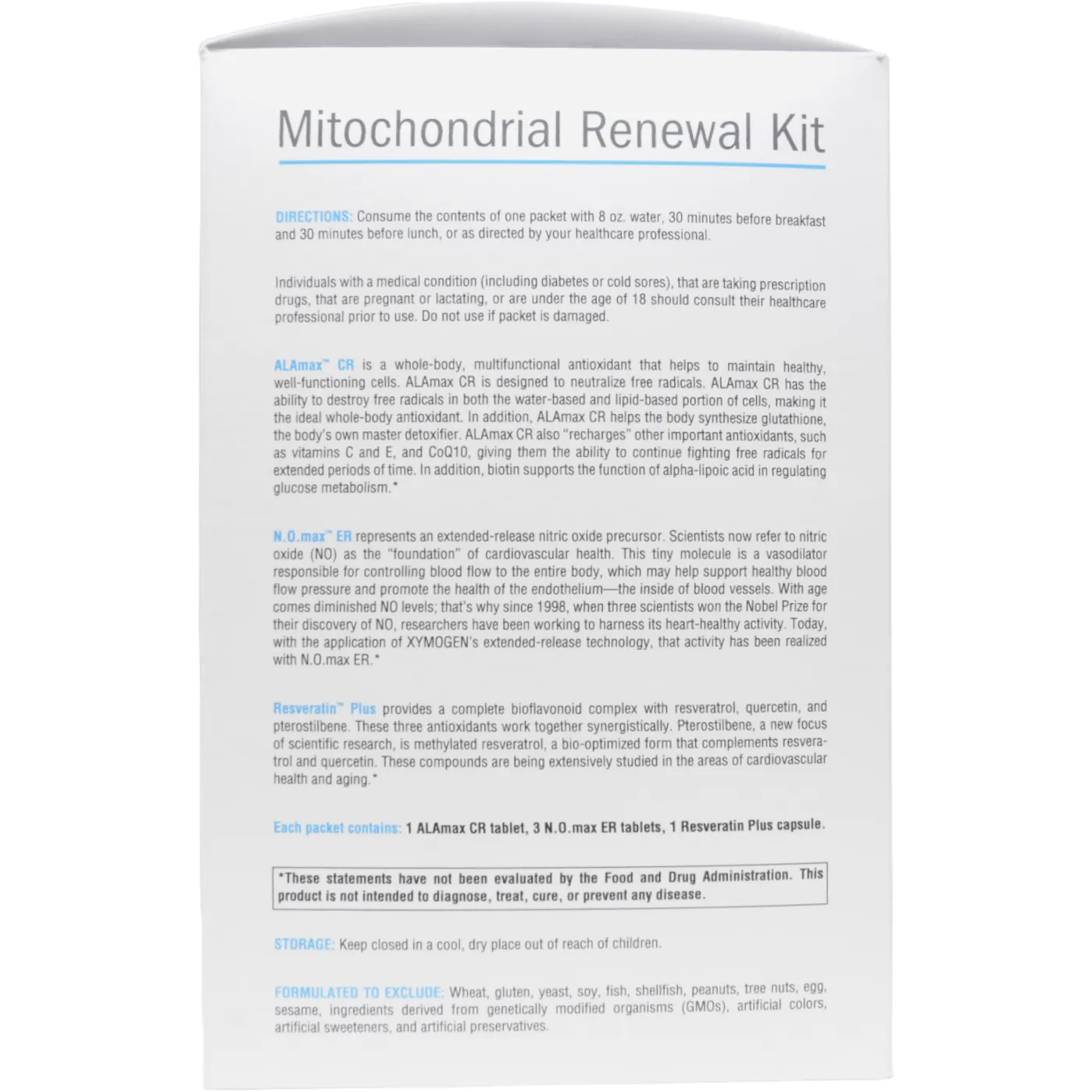 Mitochondrial Renewal Kit 60 Packets by Xymogen