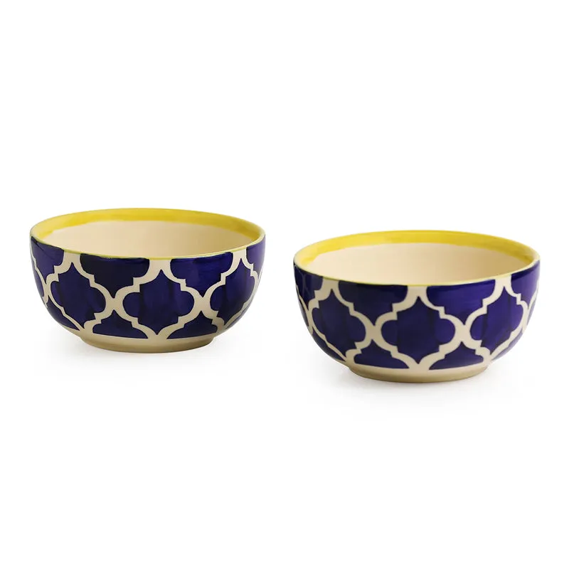 Moroccan Mile Handpainted Ceramic Serving Bowl (520 ML) - Set Of Two