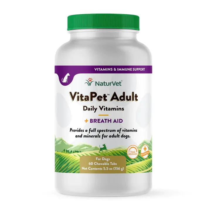 NaturVet VitaPet Adult Daily Vitamins plus Breath Aid Chewable Tablets