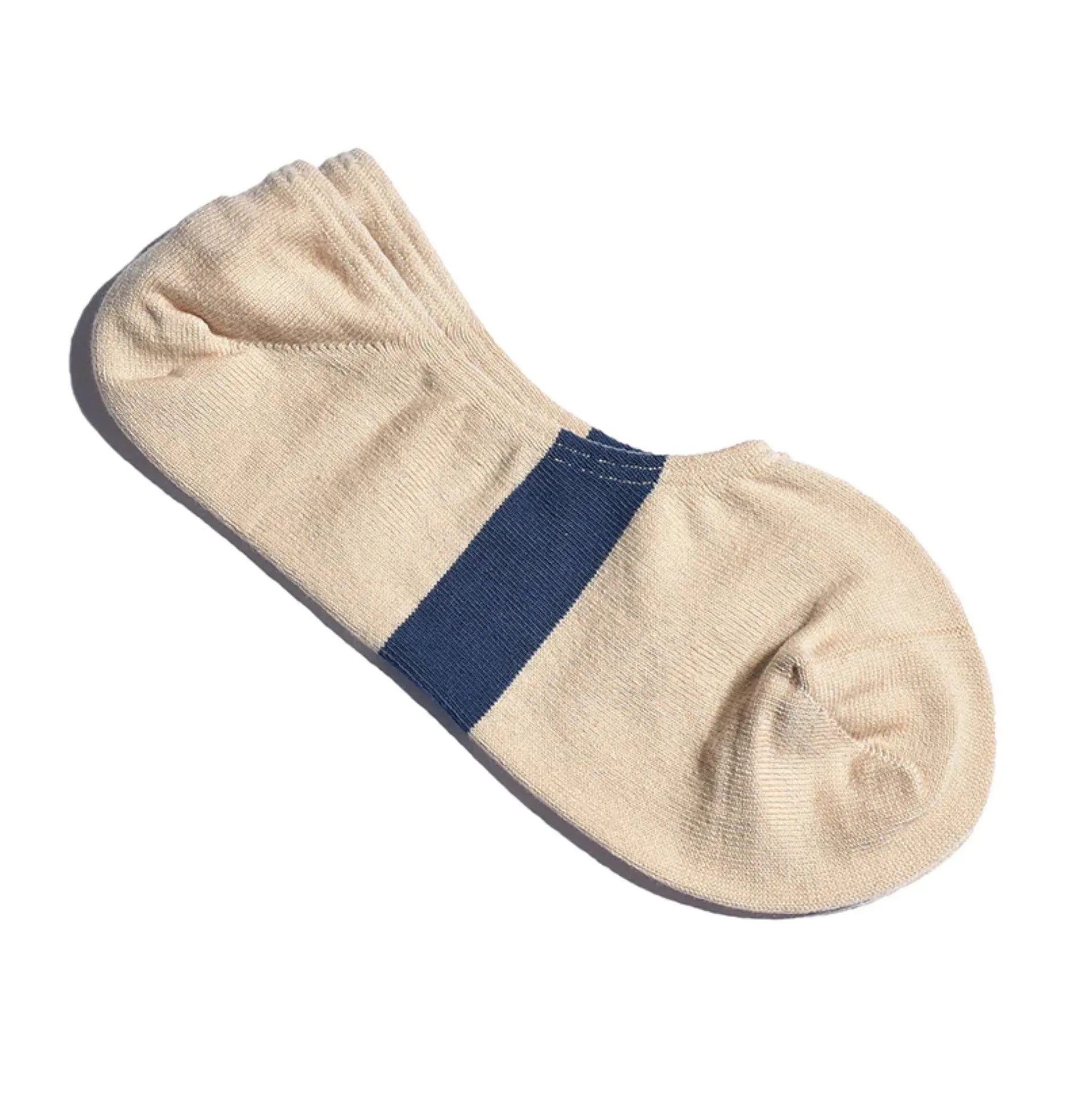 No Show Socks (Cream   Blue)