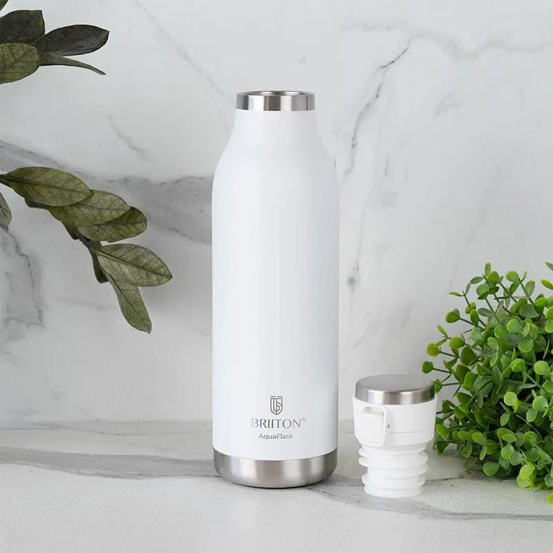 Pristine Sip Hot & Cold Thermos Water Bottle (White) - 750 ML