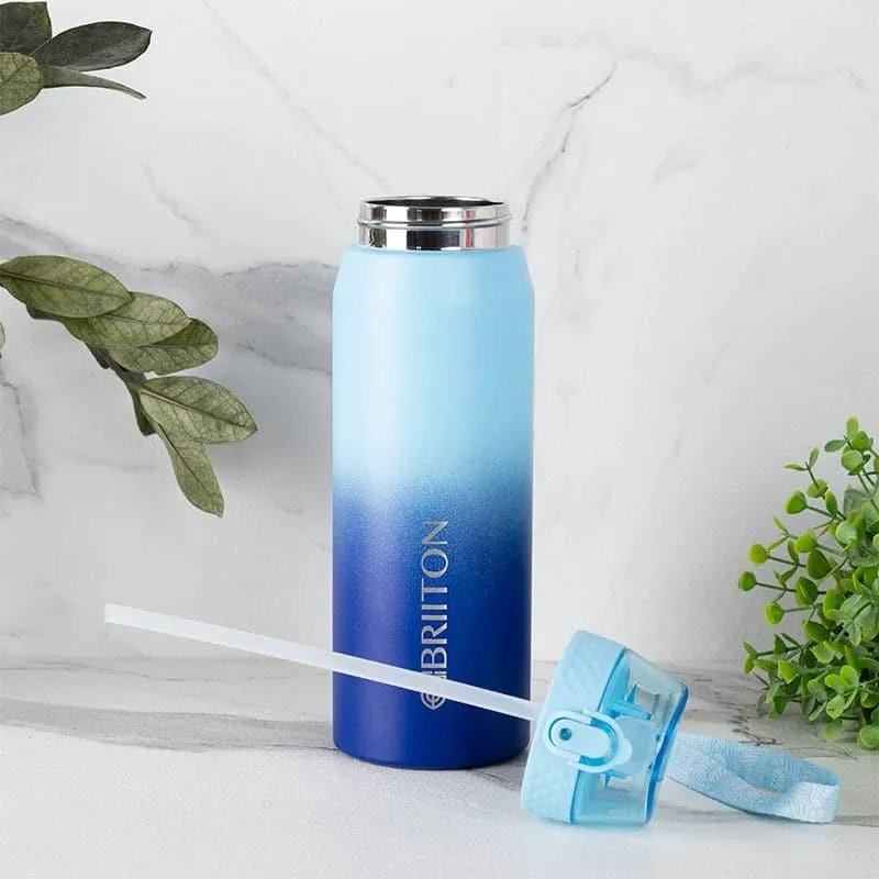 Quench Calm Hot & Cold Thermos Water Bottle (Dark Blue & Light Blue) - 750 ML