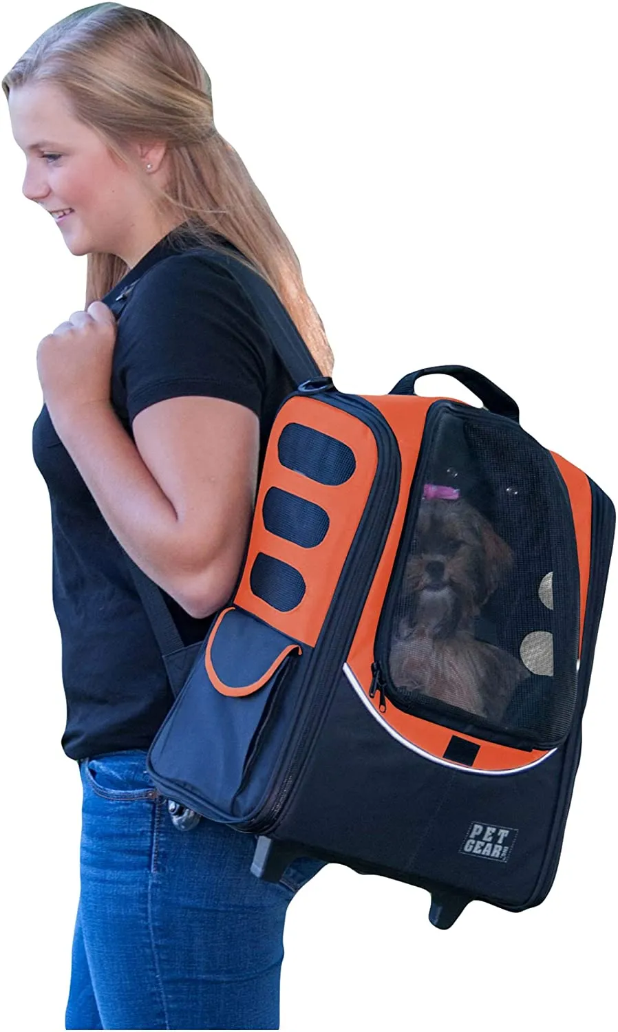 Roller Backpack Pet Carrier for pets up to 15 lbs - Pet Gear I-GO2 Escort Pet Carrier
