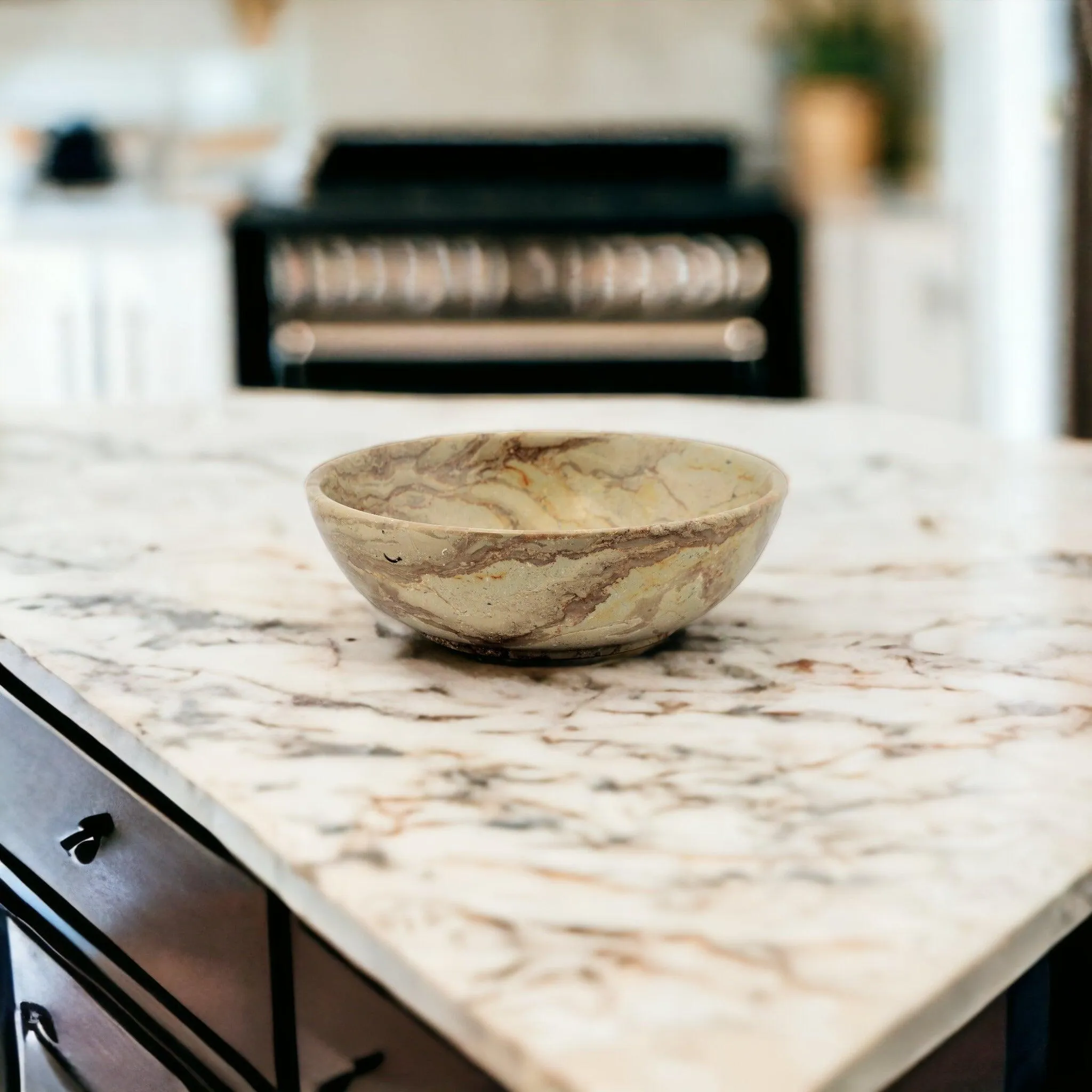 Sahara Beige Marble 12 inch Decorative Fruit Bowl