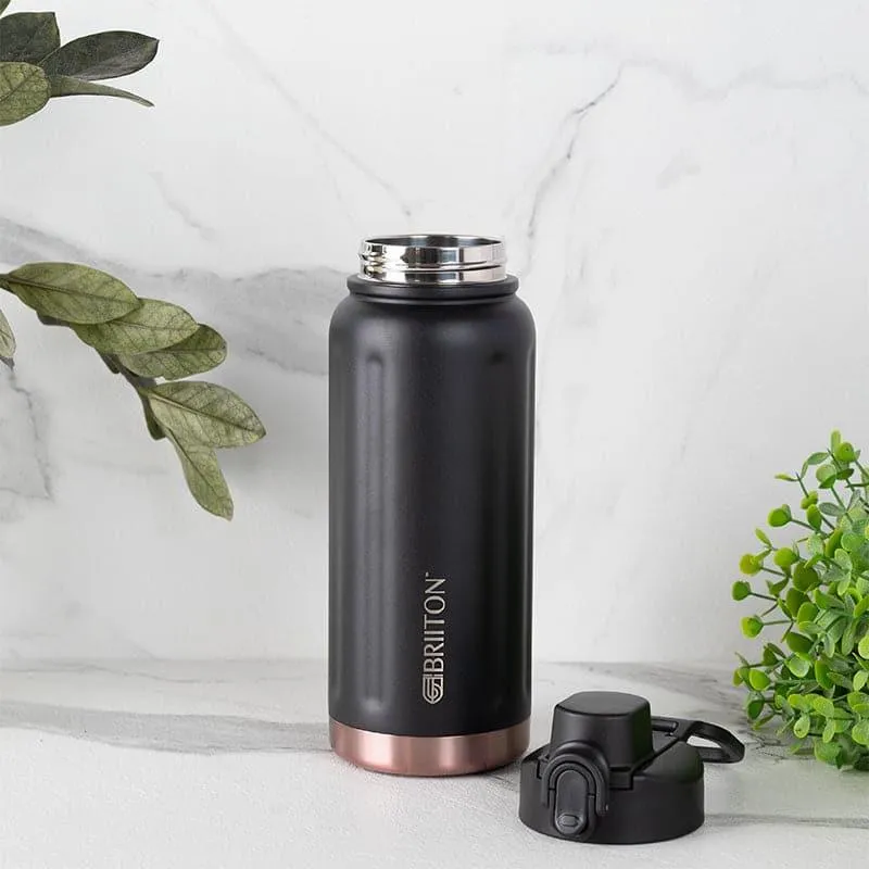 Sip Bliss 750 ML Hot & Cold Thermos Water Bottle (Black & White) - Set Of Two