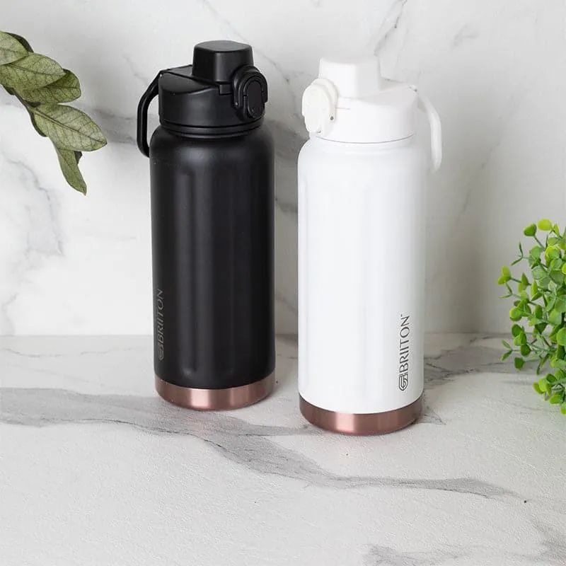 Sip Bliss 750 ML Hot & Cold Thermos Water Bottle (Black & White) - Set Of Two