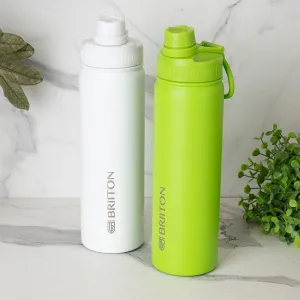 Sip Slay 750 ML Hot & Cold Thermos Water Bottle (White & Green) - Set Of Two