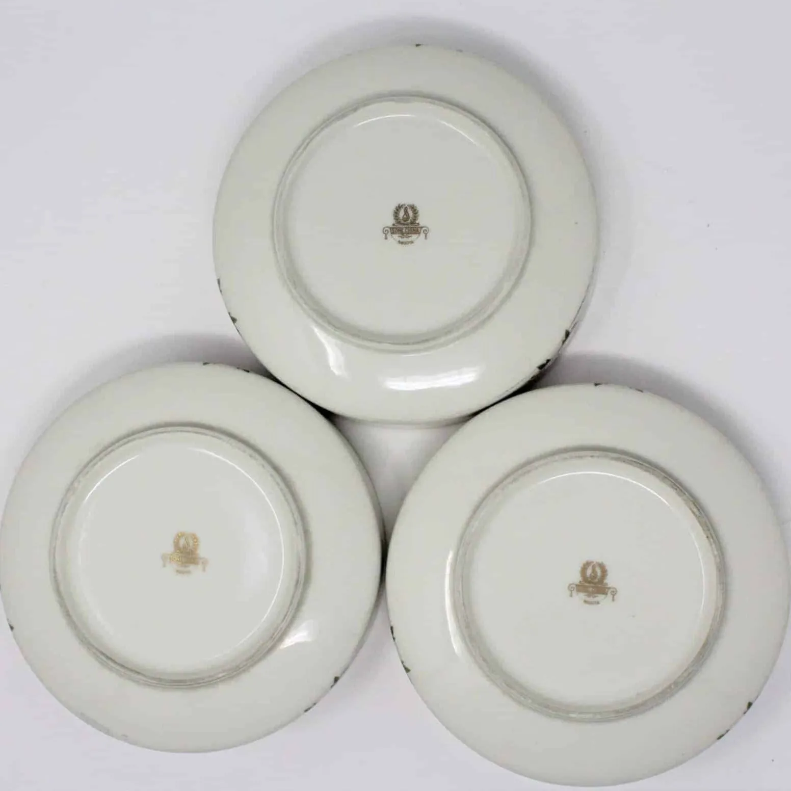 Soup Bowls, Sone China, Lotus Flowers, Set of 3, Vintage Japan