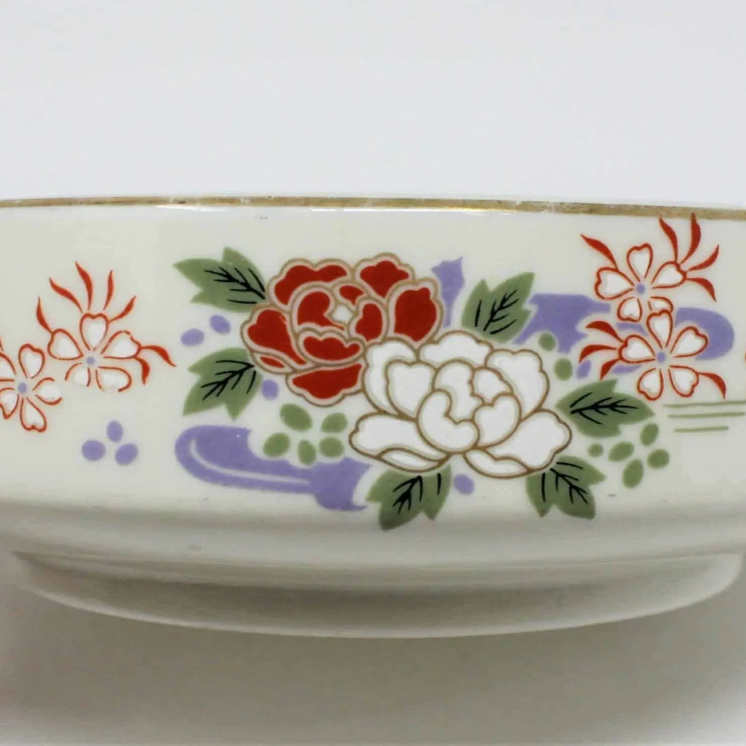 Soup Bowls, Sone China, Lotus Flowers, Set of 3, Vintage Japan
