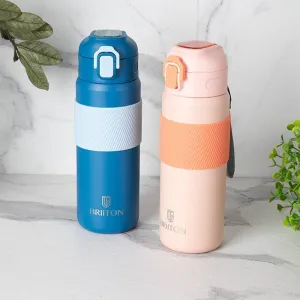 Speed 650 ML Hot & Cold Thermos Water Bottle (Blue & Peach) - Set Of Two