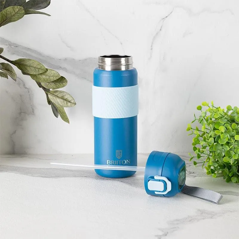 Speed 650 ML Hot & Cold Thermos Water Bottle (Blue & Peach) - Set Of Two