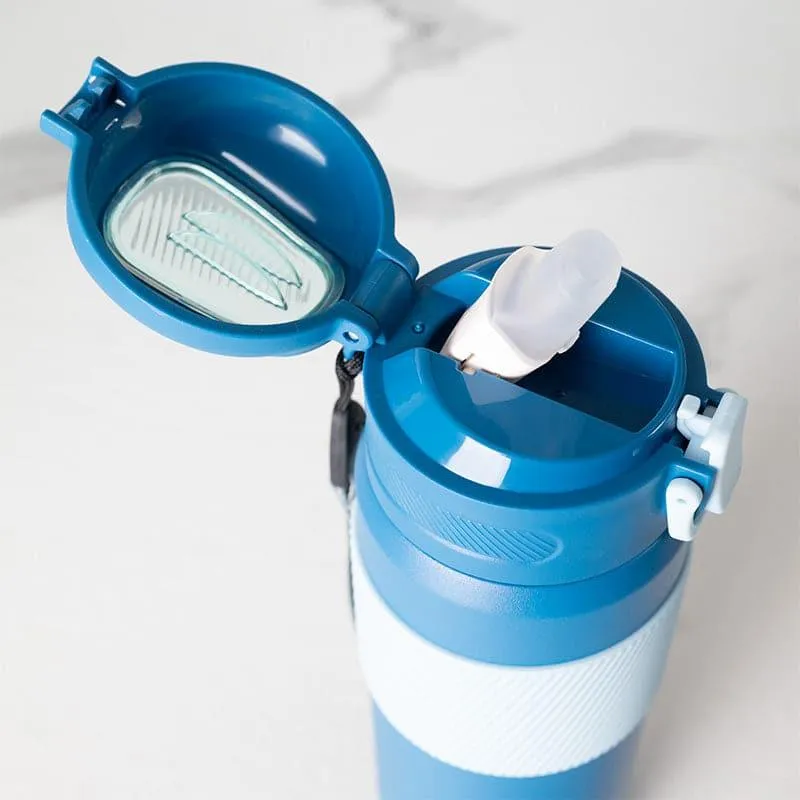 Speed 650 ML Hot & Cold Thermos Water Bottle (Blue & Peach) - Set Of Two