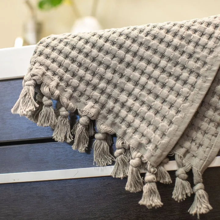 Stone Tassel Hand Towel Set of 2, Modern Style