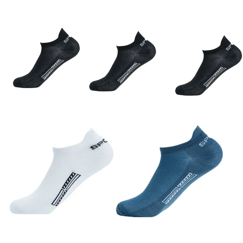 Summer Men's Ankle Socks Athletic Low Cut Breathable - Plus Size, 5 Pairs