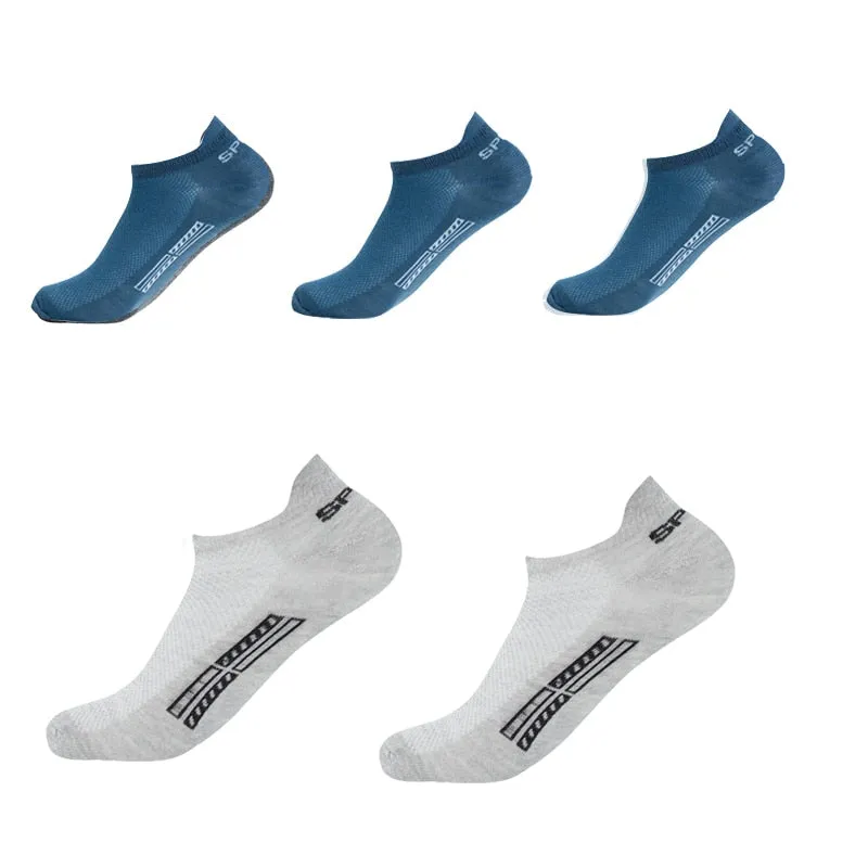 Summer Men's Ankle Socks Athletic Low Cut Breathable - Plus Size, 5 Pairs