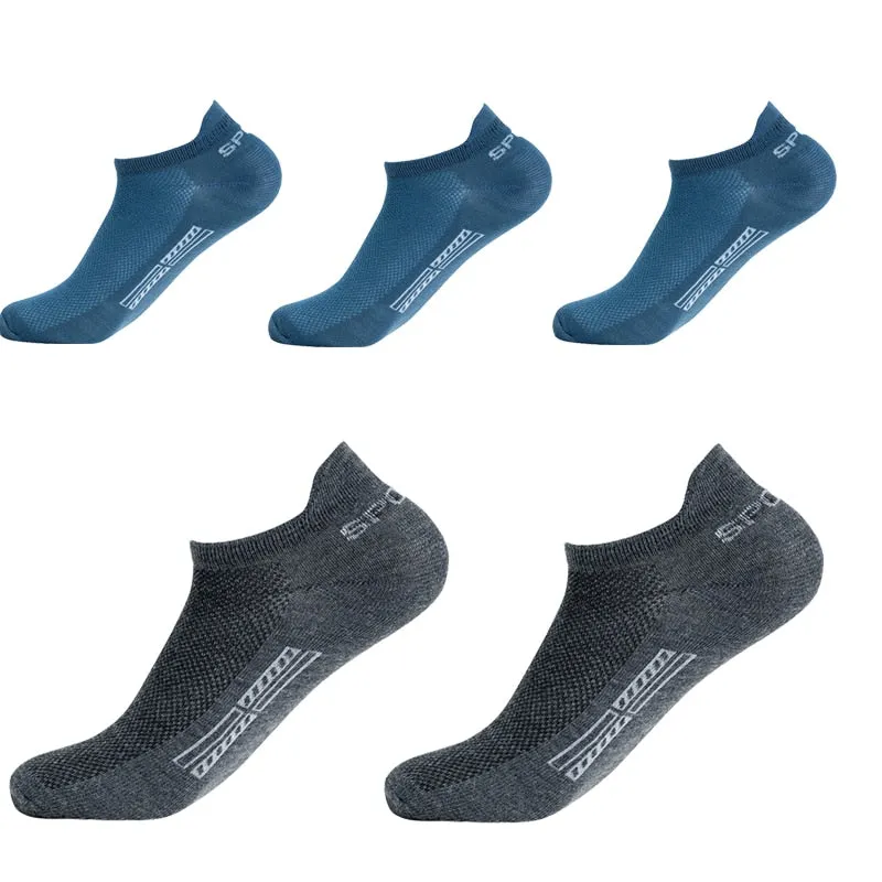 Summer Men's Ankle Socks Athletic Low Cut Breathable - Plus Size, 5 Pairs