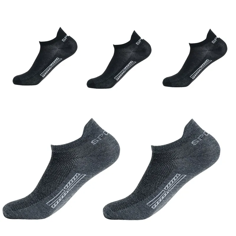 Summer Men's Ankle Socks Athletic Low Cut Breathable - Plus Size, 5 Pairs
