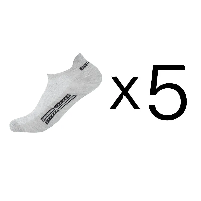 Summer Men's Ankle Socks Athletic Low Cut Breathable - Plus Size, 5 Pairs