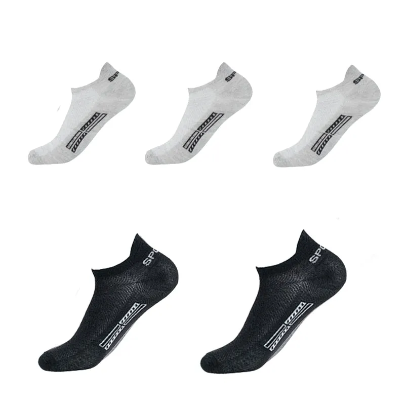 Summer Men's Ankle Socks Athletic Low Cut Breathable - Plus Size, 5 Pairs
