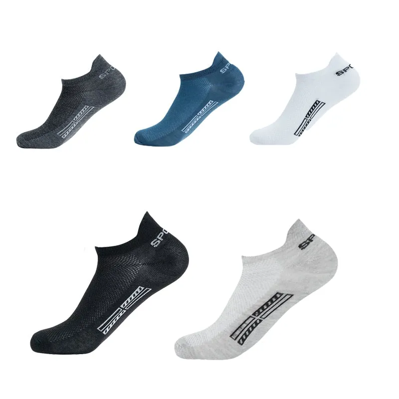 Summer Men's Ankle Socks Athletic Low Cut Breathable - Plus Size, 5 Pairs
