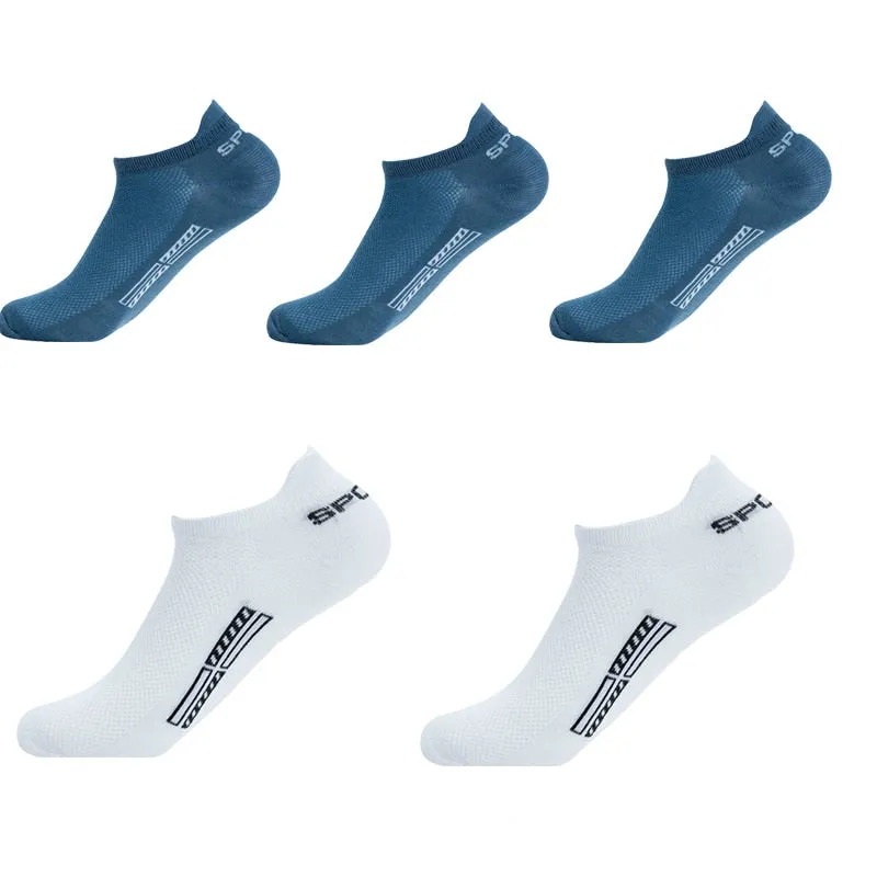 Summer Men's Ankle Socks Athletic Low Cut Breathable - Plus Size, 5 Pairs