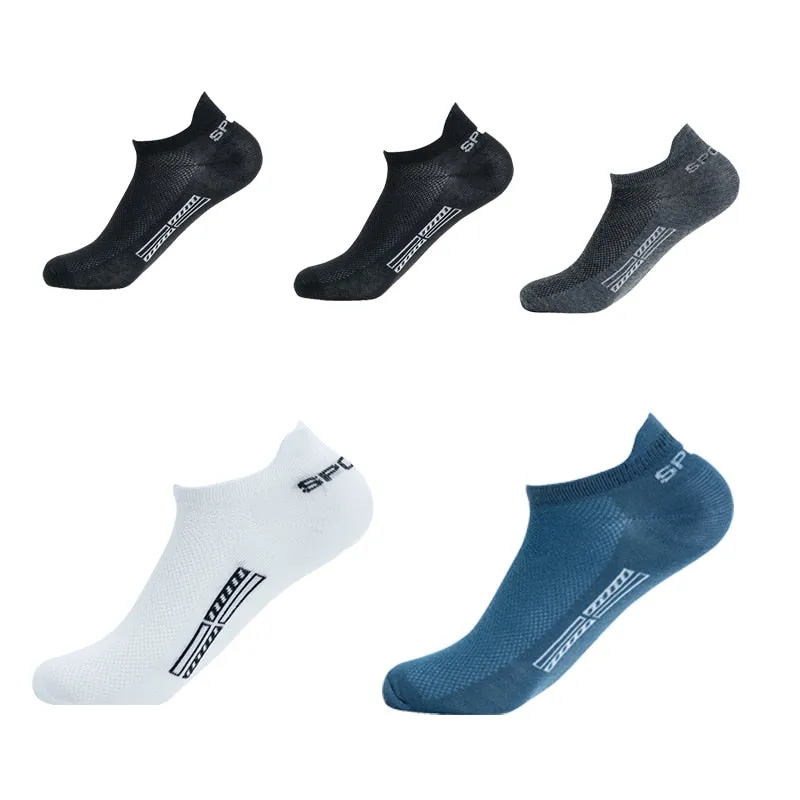 Summer Men's Ankle Socks Athletic Low Cut Breathable - Plus Size, 5 Pairs