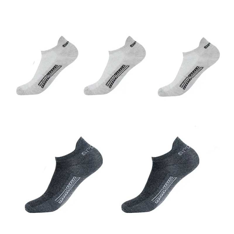 Summer Men's Ankle Socks Athletic Low Cut Breathable - Plus Size, 5 Pairs