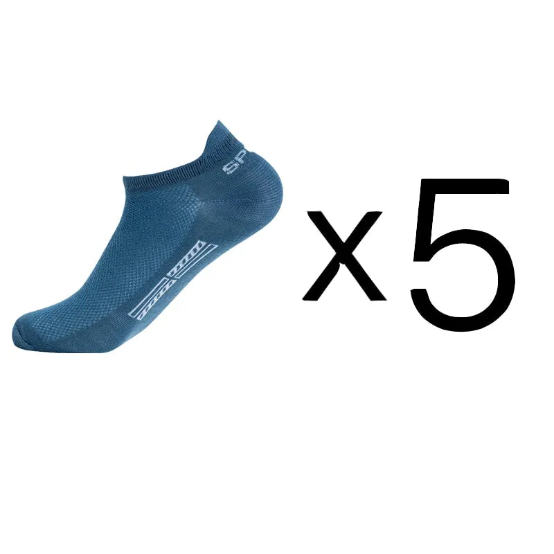 Summer Men's Ankle Socks Athletic Low Cut Breathable - Plus Size, 5 Pairs