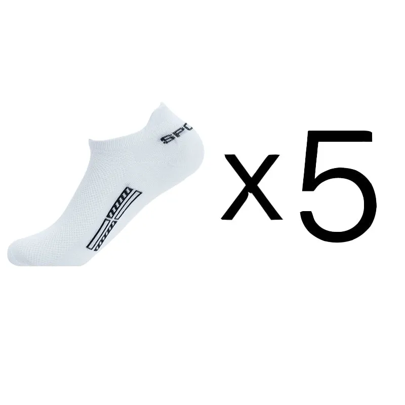 Summer Men's Ankle Socks Athletic Low Cut Breathable - Plus Size, 5 Pairs
