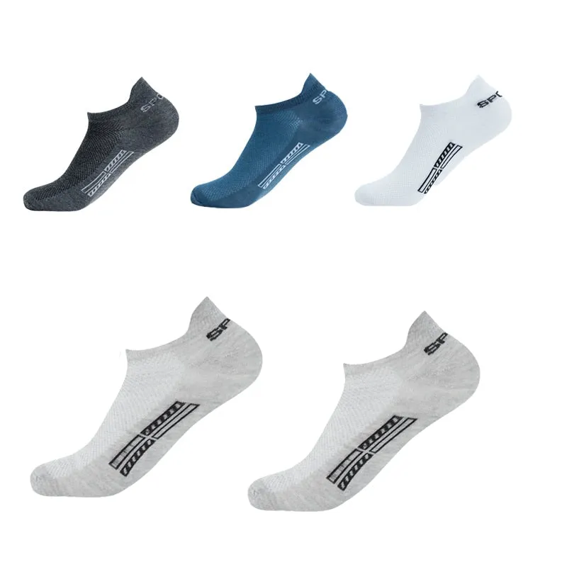 Summer Men's Ankle Socks Athletic Low Cut Breathable - Plus Size, 5 Pairs