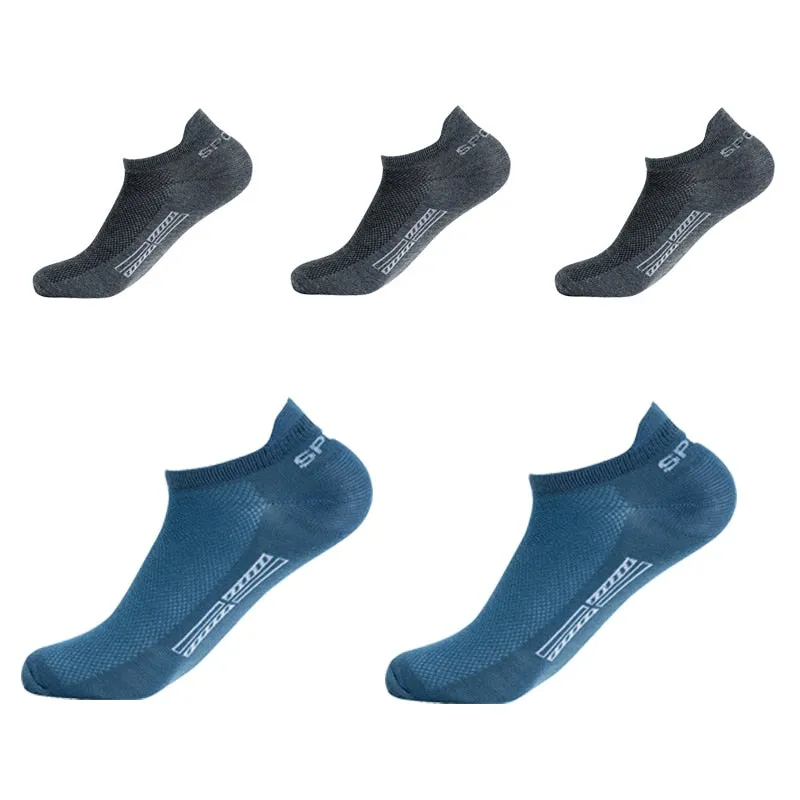 Summer Men's Ankle Socks Athletic Low Cut Breathable - Plus Size, 5 Pairs