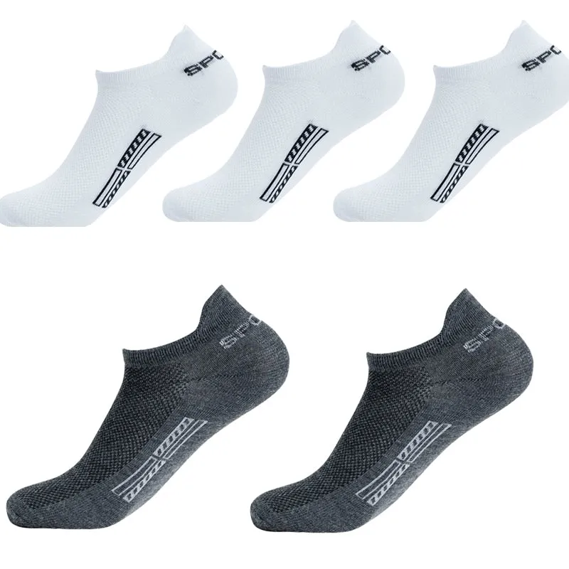 Summer Men's Ankle Socks Athletic Low Cut Breathable - Plus Size, 5 Pairs