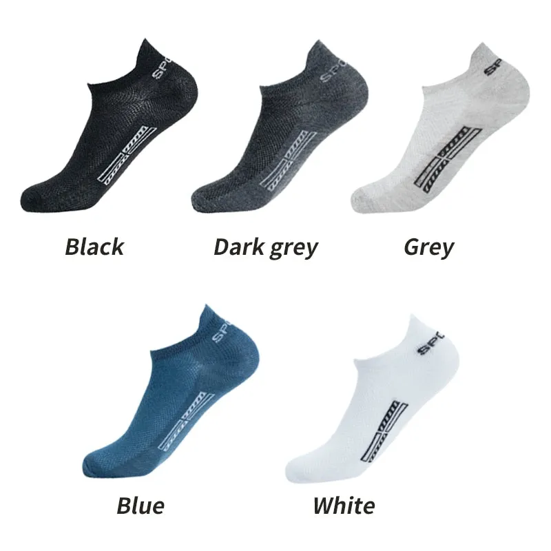 Summer Men's Ankle Socks Athletic Low Cut Breathable - Plus Size, 5 Pairs