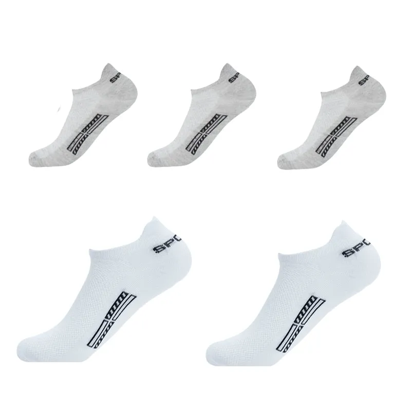 Summer Men's Ankle Socks Athletic Low Cut Breathable - Plus Size, 5 Pairs