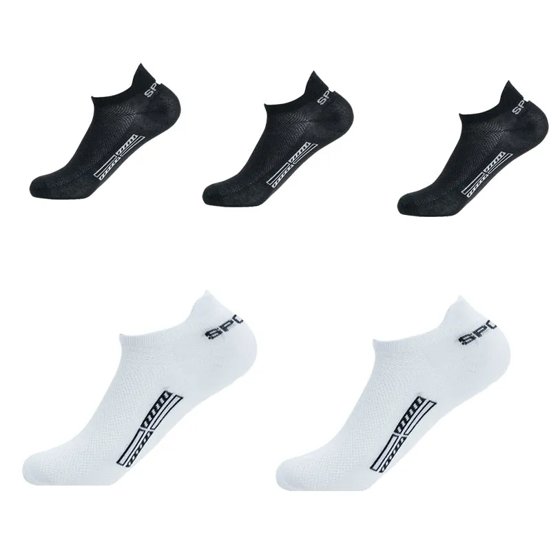 Summer Men's Ankle Socks Athletic Low Cut Breathable - Plus Size, 5 Pairs