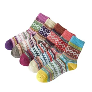 Thick Knitted Winter Wool Socks With Medium Tube