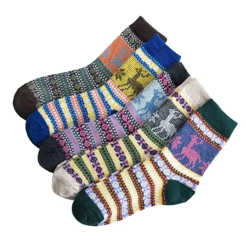 Thick Knitted Winter Wool Socks With Medium Tube
