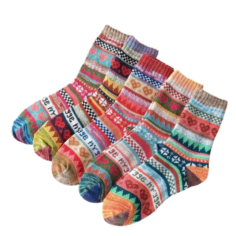Thick Knitted Winter Wool Socks With Medium Tube