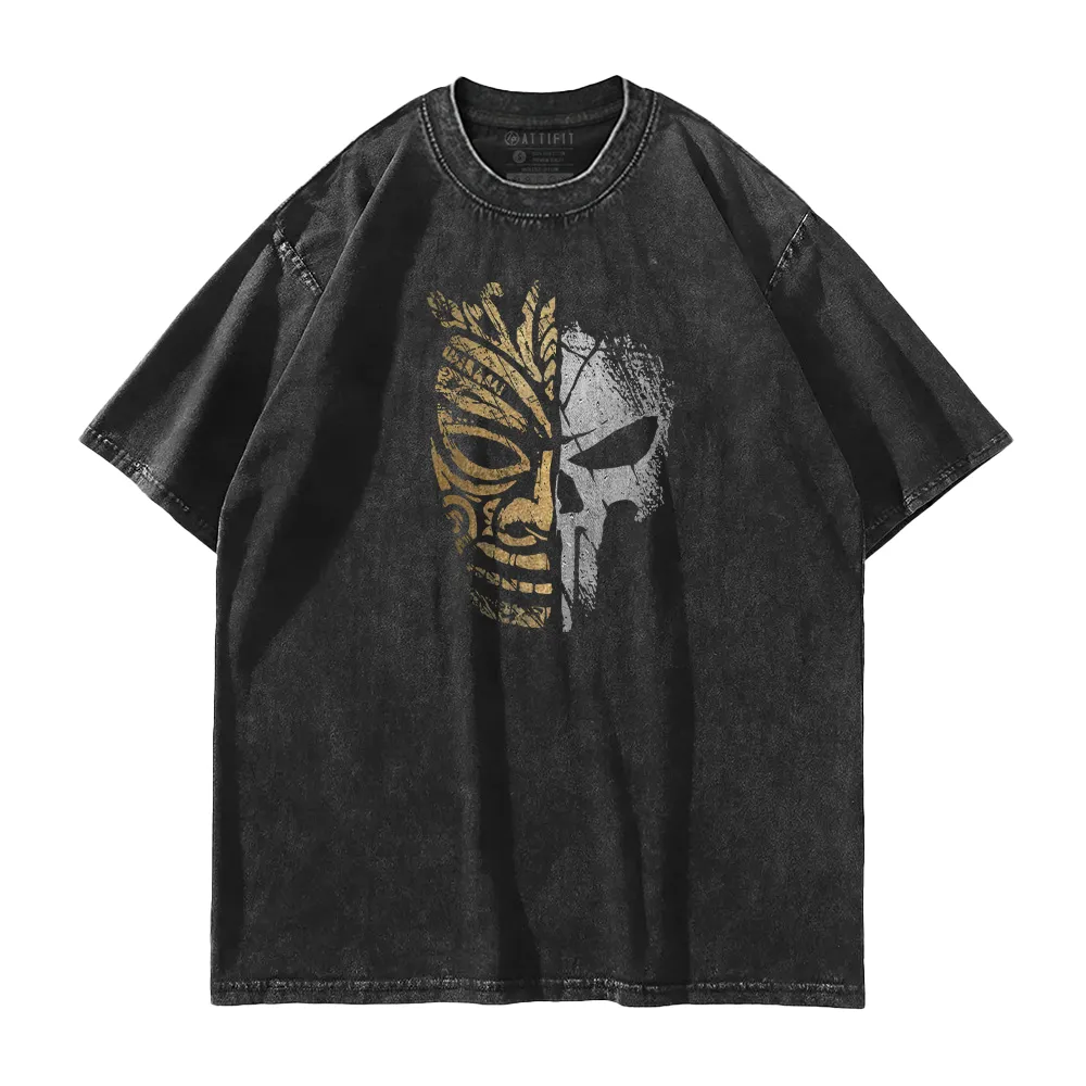 Tiki Mask Skull Washed T-Shirt