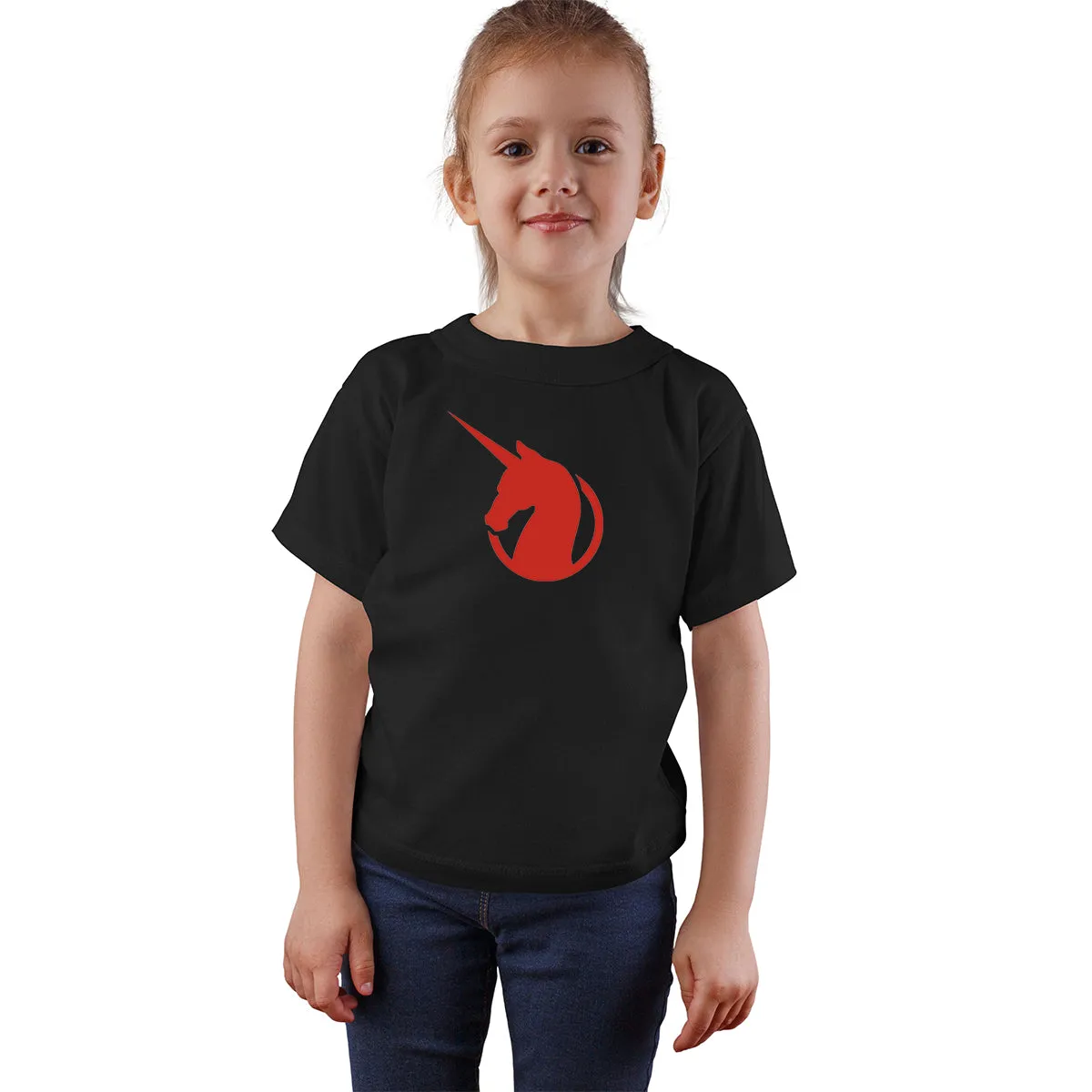 Unicorn Black Red Cotton T-shirts for Girls and Adults