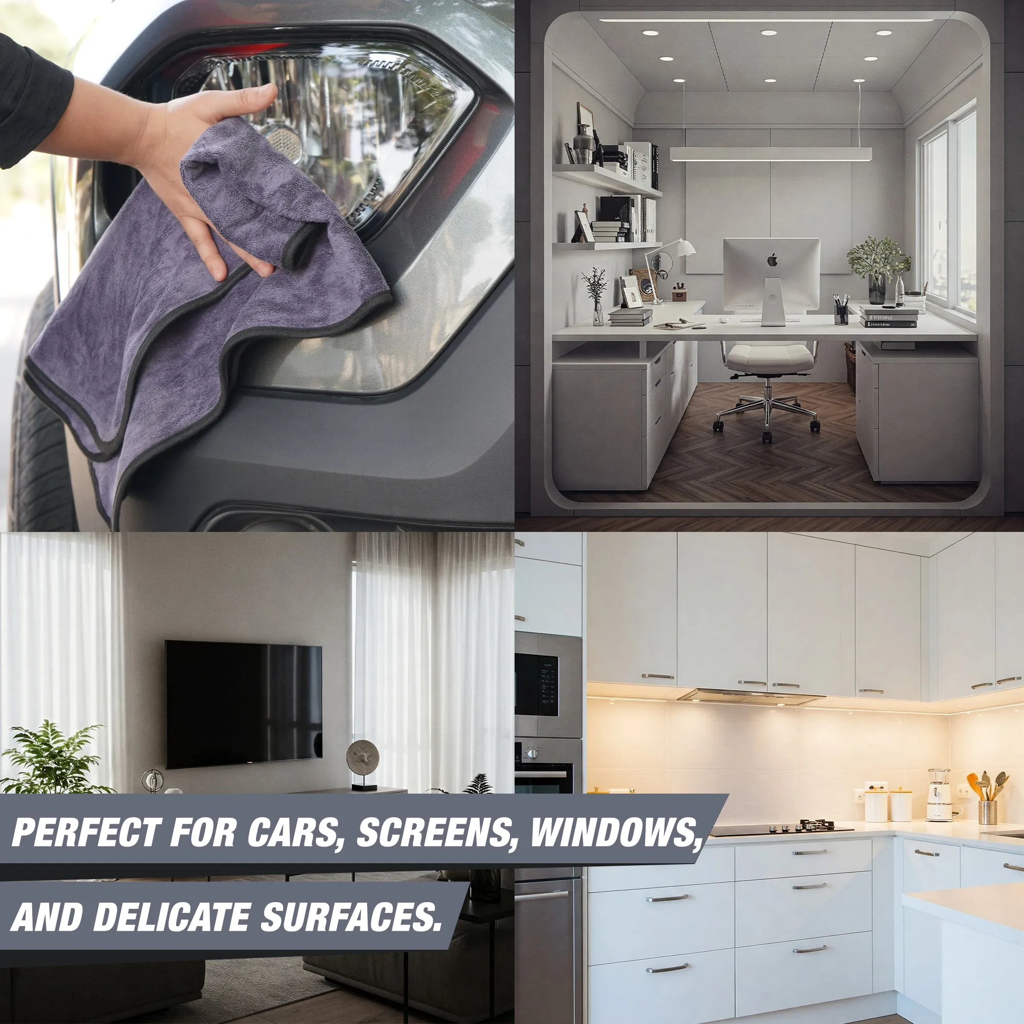 Wavex Microfiber Cleaning Towel  500 GSM, 35x75 cm, Grey  Ultra Soft, Absorbent & Reusable Cloth for Car, Home, Kitchen, Glass, and Multipurpose Cleaning